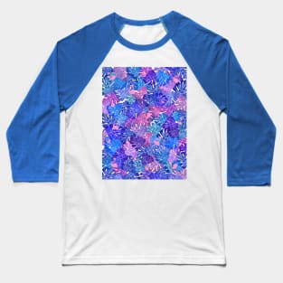 Blue Palm Flamingos Baseball T-Shirt